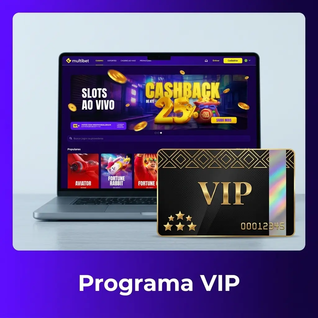 Programa VIP Multibet com níveis de fidelidade, bônus exclusivos, limites de saque altos e gerente de conta dedicado.