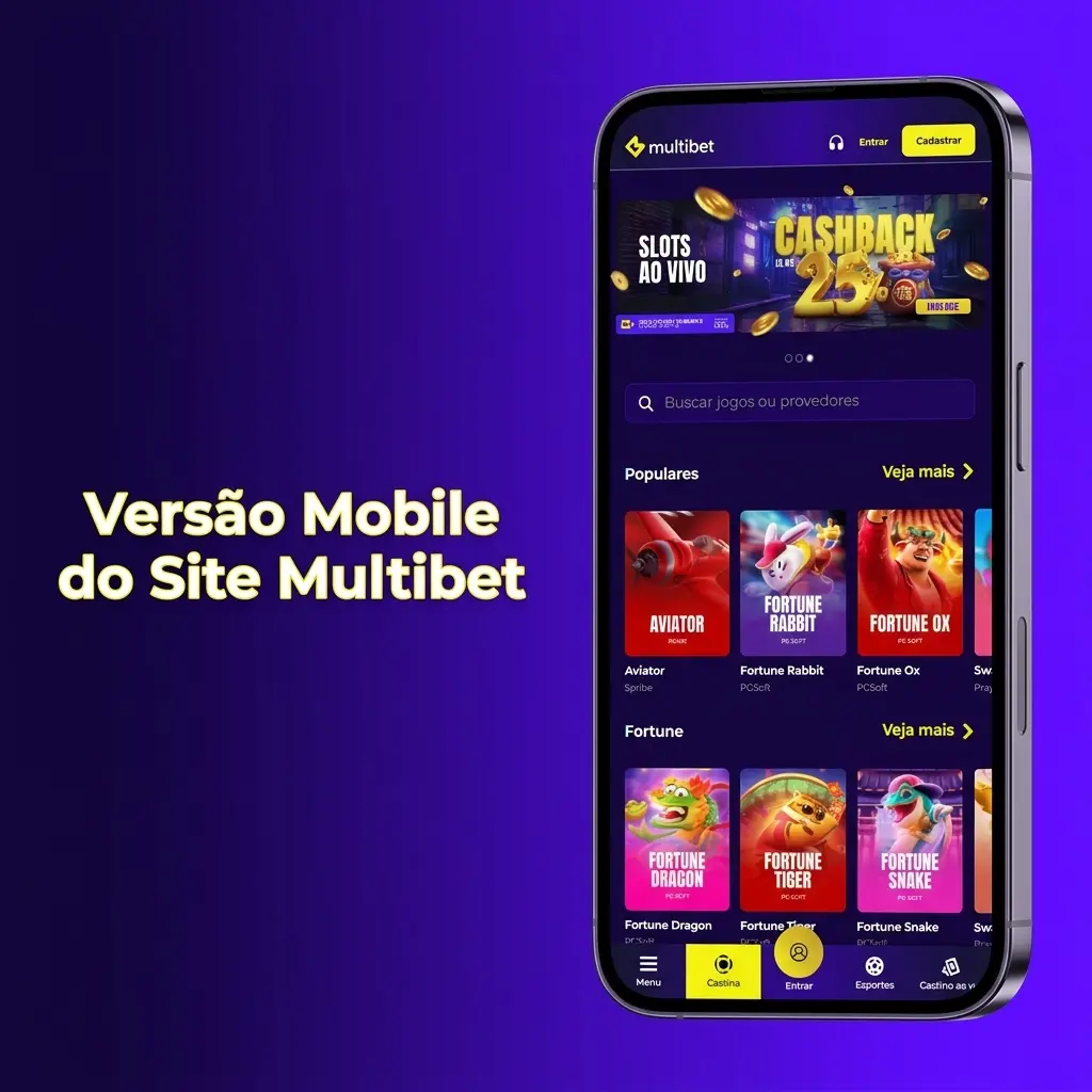 Versão mobile do site Multibet no navegador do smartphone com apostas esportivas, cassino ao vivo e recursos completos.