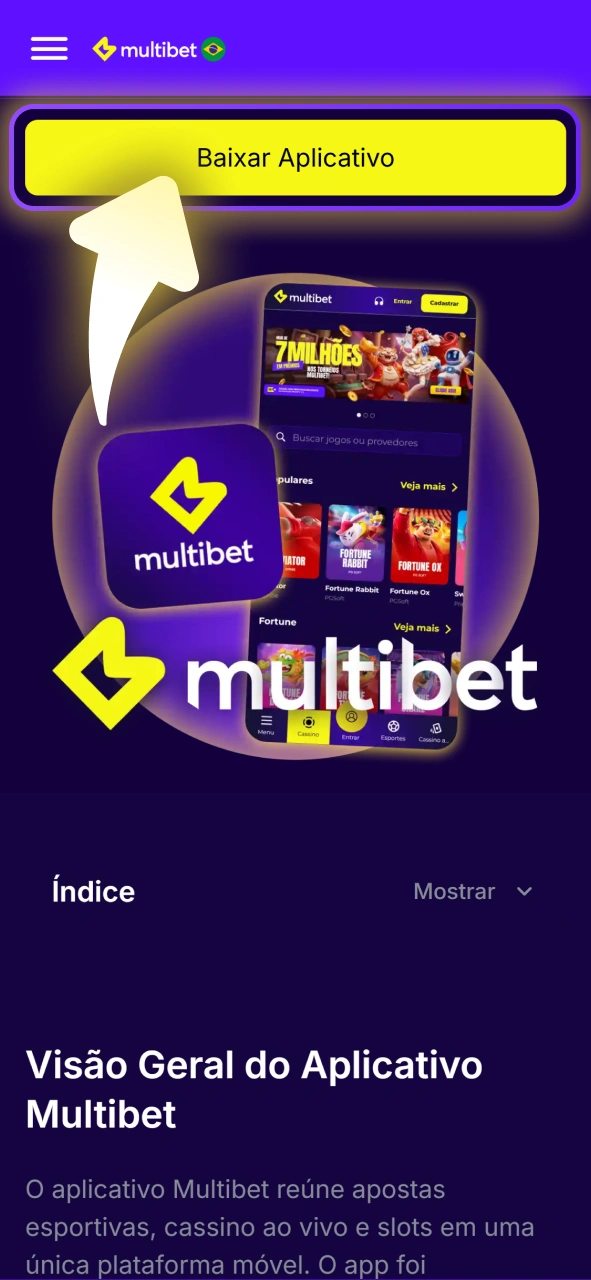 Clique para instalar o app Multibet no iOS.