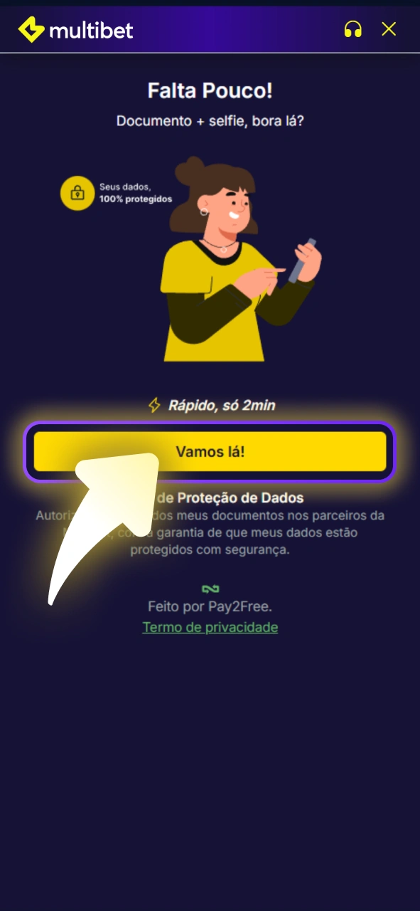Confirme seu cadastro para acessar as mesas ao vivo da Multibet.