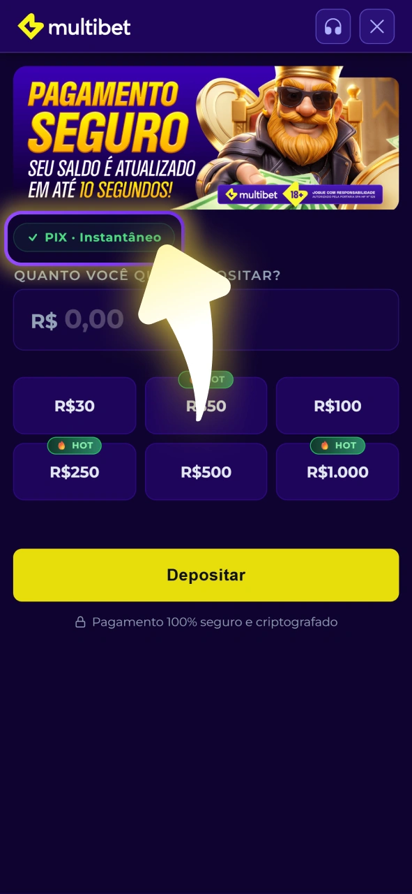 Escolha a melhor opção de depósito na plataforma Multibet.