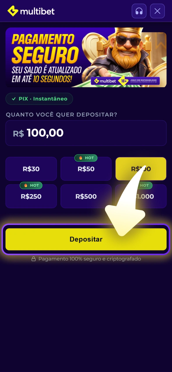 Siga os passos para ativar a promoção escolhida na Multibet.